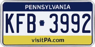 PA license plate KFB3992