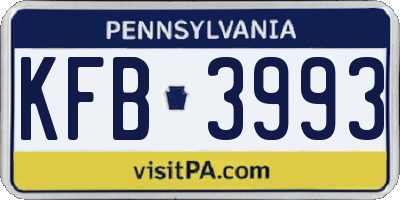 PA license plate KFB3993
