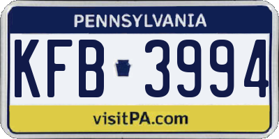 PA license plate KFB3994