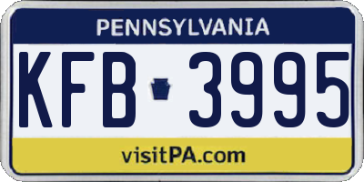 PA license plate KFB3995