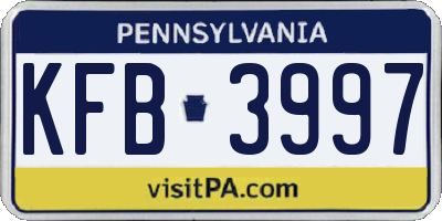 PA license plate KFB3997