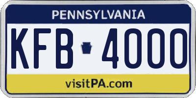 PA license plate KFB4000