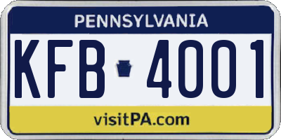PA license plate KFB4001