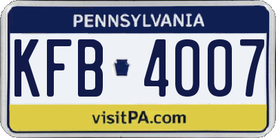 PA license plate KFB4007