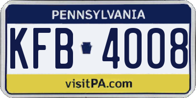 PA license plate KFB4008