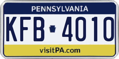PA license plate KFB4010