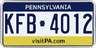 PA license plate KFB4012