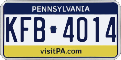 PA license plate KFB4014