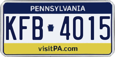 PA license plate KFB4015