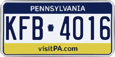 PA license plate KFB4016