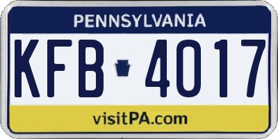 PA license plate KFB4017