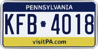 PA license plate KFB4018
