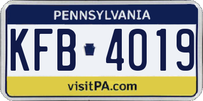 PA license plate KFB4019