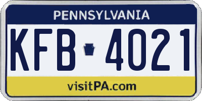 PA license plate KFB4021