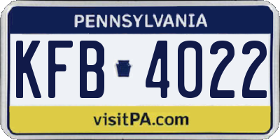 PA license plate KFB4022
