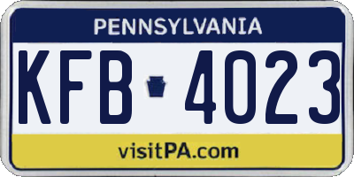 PA license plate KFB4023