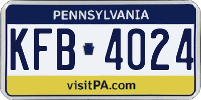 PA license plate KFB4024