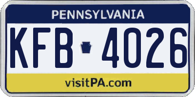 PA license plate KFB4026