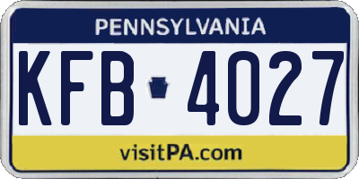 PA license plate KFB4027