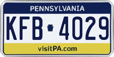 PA license plate KFB4029