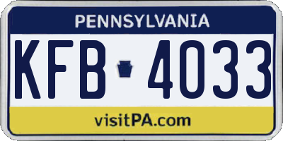 PA license plate KFB4033
