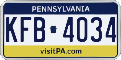 PA license plate KFB4034