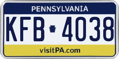 PA license plate KFB4038