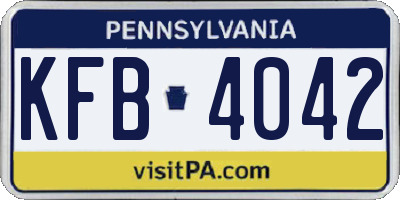 PA license plate KFB4042