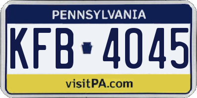 PA license plate KFB4045