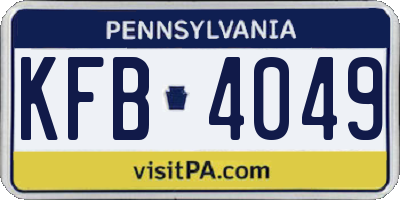 PA license plate KFB4049