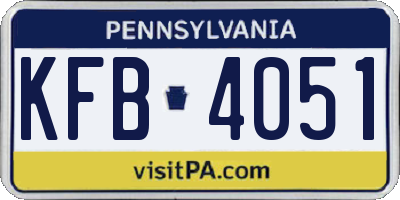 PA license plate KFB4051