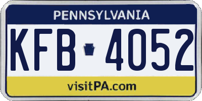 PA license plate KFB4052