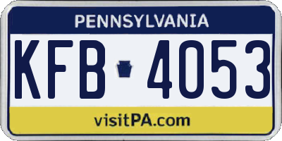 PA license plate KFB4053