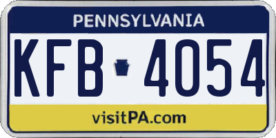 PA license plate KFB4054