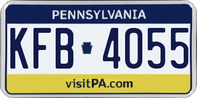 PA license plate KFB4055