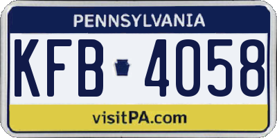 PA license plate KFB4058