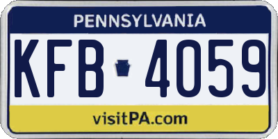 PA license plate KFB4059