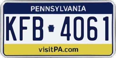 PA license plate KFB4061