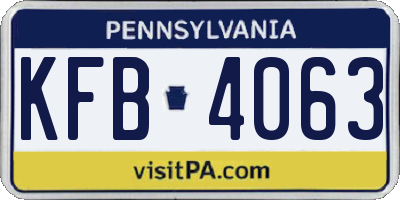PA license plate KFB4063