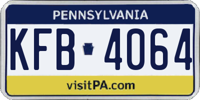 PA license plate KFB4064
