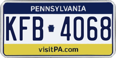 PA license plate KFB4068