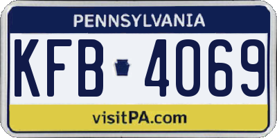 PA license plate KFB4069