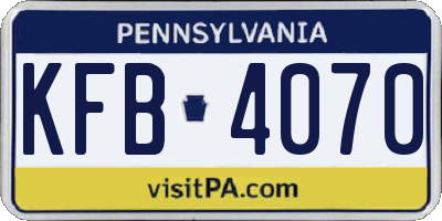 PA license plate KFB4070