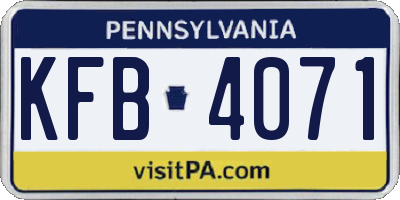 PA license plate KFB4071
