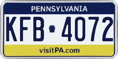 PA license plate KFB4072