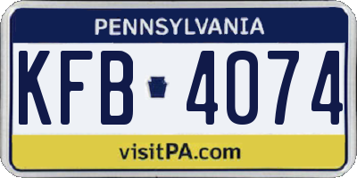 PA license plate KFB4074