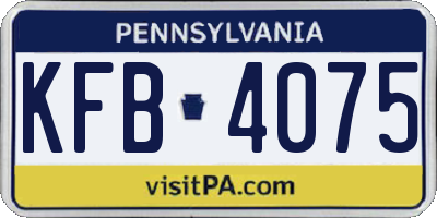 PA license plate KFB4075
