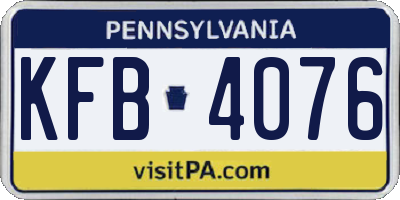 PA license plate KFB4076