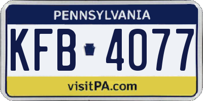 PA license plate KFB4077