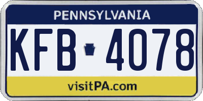 PA license plate KFB4078
